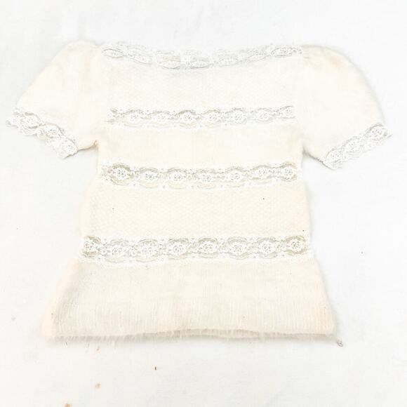 Linda Mishan Cashmere Lace Cream Sweater Size M Paris - Picture 3 of 4
